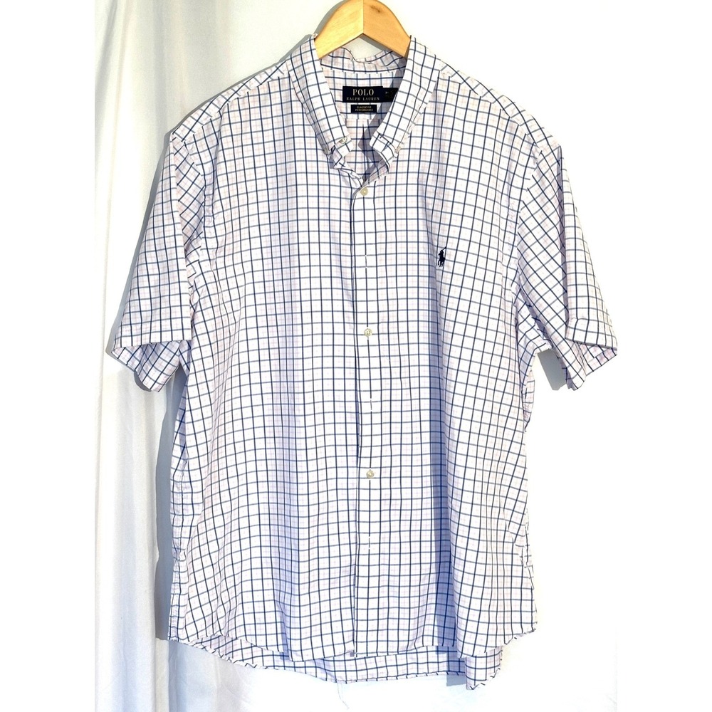 Polo Ralph Lauren Performance Shirt XXL Mens Blue Pink Plaid Short Sleeve XXL